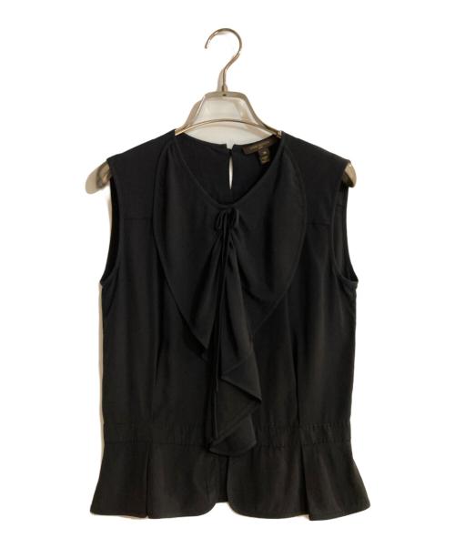 LOUIS VUITTON（ルイ ヴィトン）LOUIS VUITTON (ルイ ヴィトン) シルクラッフルノースリーブブラウス ブラック サイズ:Mの古着・服飾アイテム