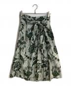 DRIES VAN NOTENドリスヴァンノッテン）の古着「シルクリネンブレンドラップスカート」｜グリーン