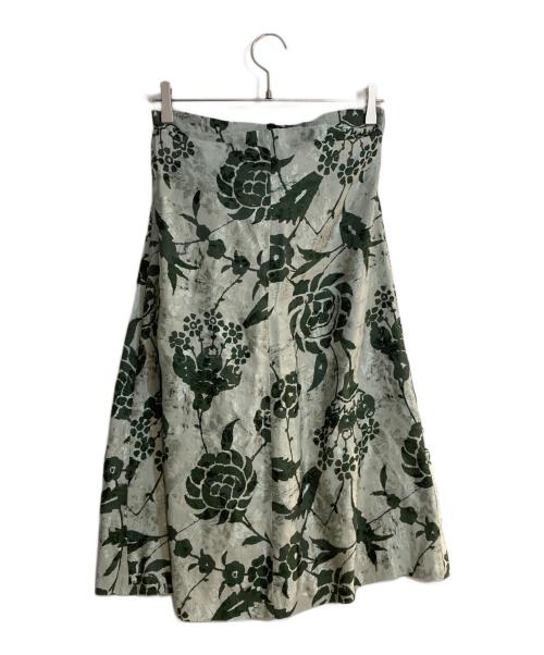 DRIES VAN NOTEN（ドリスヴァンノッテン）DRIES VAN NOTEN (ドリスヴァンノッテン) シルクリネンブレンドラップスカート グリーン サイズ:36の古着・服飾アイテム