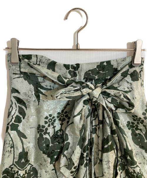 DRIES VAN NOTEN（ドリスヴァンノッテン）DRIES VAN NOTEN (ドリスヴァンノッテン) シルクリネンブレンドラップスカート グリーン サイズ:36の古着・服飾アイテム