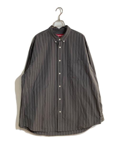SUPREME（シュプリーム）Supreme (シュプリーム) Loose Fit Stripe Shirt/ ルーズフィットストライプシャツ グレー サイズ:XLの古着・服飾アイテム