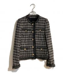 PINK HOUSE（ピンクハウス）の古着「パールボタンツイードジャケット」｜ブラック