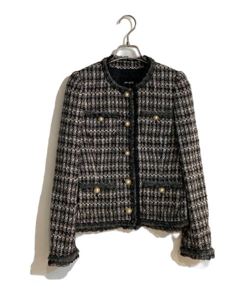 PINK HOUSE（ピンクハウス）PINK HOUSE (ピンクハウス) パールボタンツイードジャケット ブラック サイズ:Mの古着・服飾アイテム