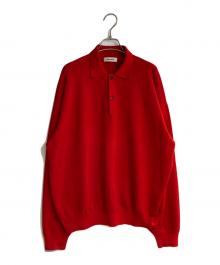 OWNNESS（オゥネス）の古着「25FW SNOW WASH スムース ニット ポロシャツ」｜レッド