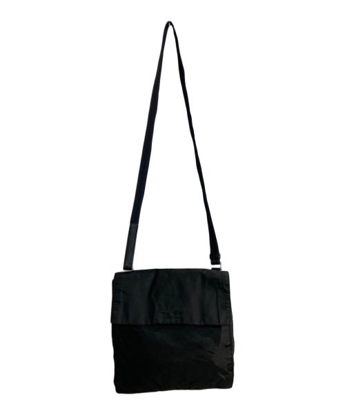 PRADA（プラダ）PRADA (プラダ) ロゴプレートバックフラップショルダーバッグ ブラックの古着・服飾アイテム