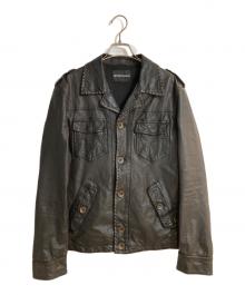 EMPORIO ARMANI（エンポリオ アルマーニ）の古着「ステッチレザージャケット」｜ブラック
