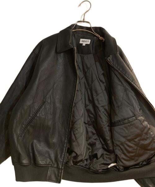 HAIGHT（ヘイト）HAIGHT (ヘイト) PU LEATHER JACKET フレイムパターンPUレザージャケット ブラック サイズ:Ｌの古着・服飾アイテム