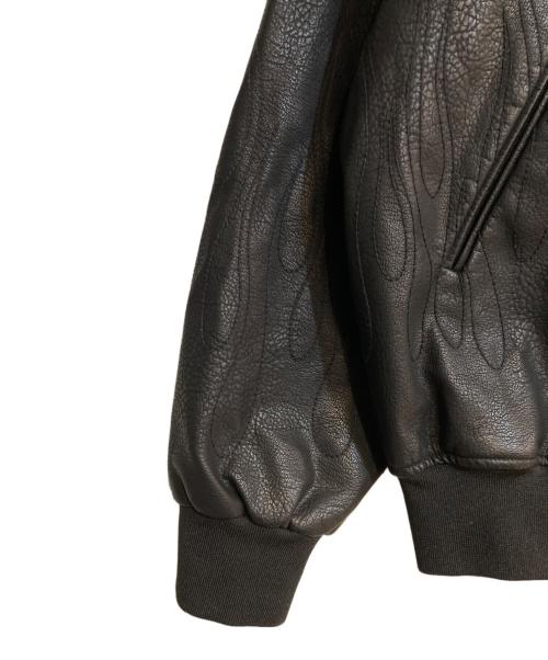 HAIGHT（ヘイト）HAIGHT (ヘイト) PU LEATHER JACKET フレイムパターンPUレザージャケット ブラック サイズ:Ｌの古着・服飾アイテム