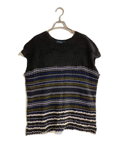 M.&KYOKO（エムアンドキョウコ）M.&KYOKO (エムアンドキョウコ) コラージュフレンチスリーブニット ブラック サイズ:FREEの古着・服飾アイテム