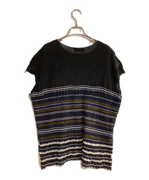 M.&KYOKO（エムアンドキョウコ）M.&KYOKO (エムアンドキョウコ) コラージュフレンチスリーブニット ブラック サイズ:FREEの古着・服飾アイテム