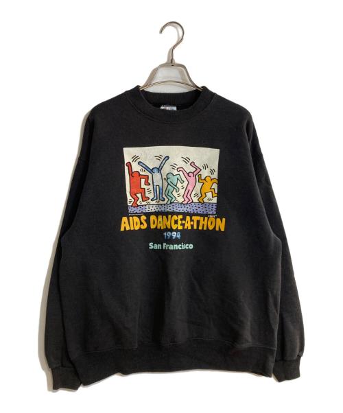 Hanes（ヘインズ）Hanes (ヘインズ) AIDS DANCE-A-THONプリントスウェット ブラック サイズ:Ｌの古着・服飾アイテム