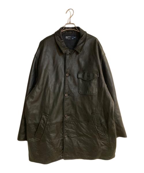 POLO RALPH LAUREN（ポロ・ラルフローレン）POLO RALPH LAUREN (ポロ・ラルフローレン) レザーカーコート ブラック サイズ:XLの古着・服飾アイテム