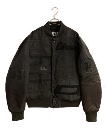 DIESEL（ディーゼル）の古着「J-BULC－PATCH JACKET ワッペンナイロンスタジャン」｜ブラック