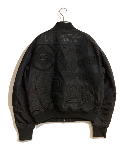 DIESEL（ディーゼル）DIESEL (ディーゼル) J-BULC－PATCH JACKET ワッペンナイロンスタジャン ブラック サイズ:Ｌの古着・服飾アイテム