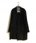 JUNYA WATANABE COMME des GARCONS(ジュンヤワタナベ コムデギャルソン）の古着「20AW ウール麻ツイル縮絨×牛革 ショップコート」｜ブラック