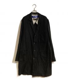 JUNYA WATANABE COMME des GARCONS（(ジュンヤワタナベ コムデギャルソン）の古着「20AW ウール麻ツイル縮絨×牛革 ショップコート」｜ブラック
