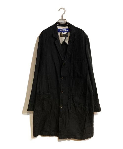 JUNYA WATANABE COMME des GARCONS（(ジュンヤワタナベ コムデギャルソン）JUNYA WATANABE COMME des GARCONS ((ジュンヤワタナベ コムデギャルソン) 20AW ウール麻ツイル縮絨×牛革 ショップコート ブラック サイズ:Mの古着・服飾アイテム