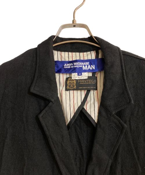 JUNYA WATANABE COMME des GARCONS（(ジュンヤワタナベ コムデギャルソン）JUNYA WATANABE COMME des GARCONS ((ジュンヤワタナベ コムデギャルソン) 20AW ウール麻ツイル縮絨×牛革 ショップコート ブラック サイズ:Mの古着・服飾アイテム