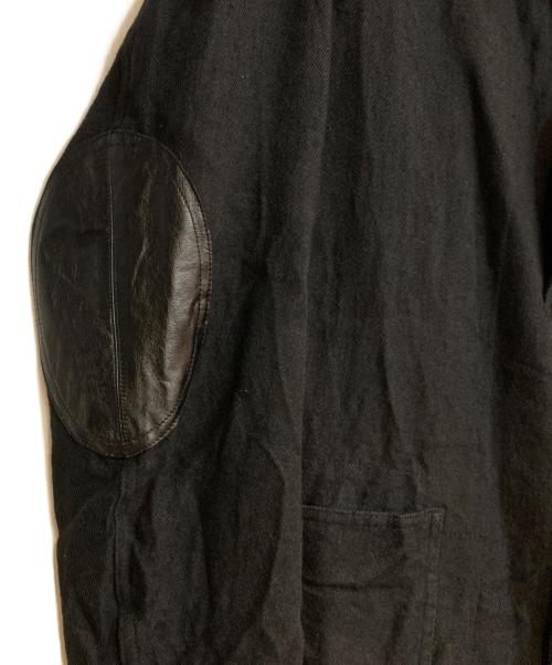JUNYA WATANABE COMME des GARCONS（(ジュンヤワタナベ コムデギャルソン）JUNYA WATANABE COMME des GARCONS ((ジュンヤワタナベ コムデギャルソン) 20AW ウール麻ツイル縮絨×牛革 ショップコート ブラック サイズ:Mの古着・服飾アイテム