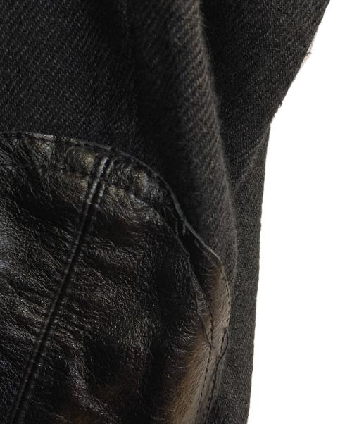 JUNYA WATANABE COMME des GARCONS（(ジュンヤワタナベ コムデギャルソン）JUNYA WATANABE COMME des GARCONS ((ジュンヤワタナベ コムデギャルソン) 20AW ウール麻ツイル縮絨×牛革 ショップコート ブラック サイズ:Mの古着・服飾アイテム