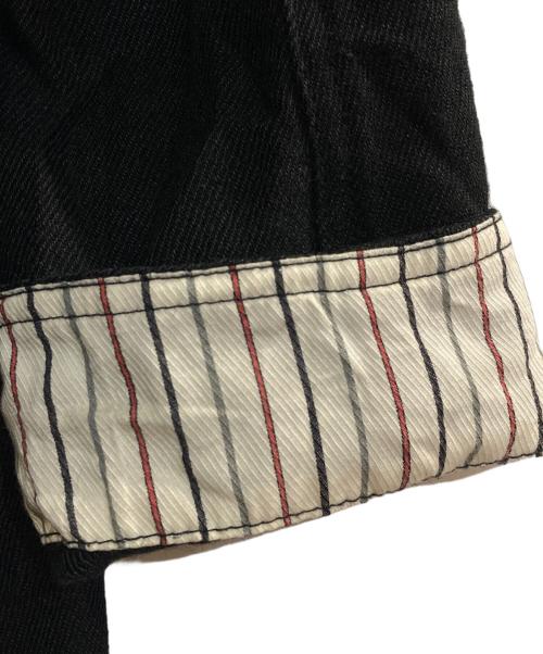 JUNYA WATANABE COMME des GARCONS（(ジュンヤワタナベ コムデギャルソン）JUNYA WATANABE COMME des GARCONS ((ジュンヤワタナベ コムデギャルソン) 20AW ウール麻ツイル縮絨×牛革 ショップコート ブラック サイズ:Mの古着・服飾アイテム