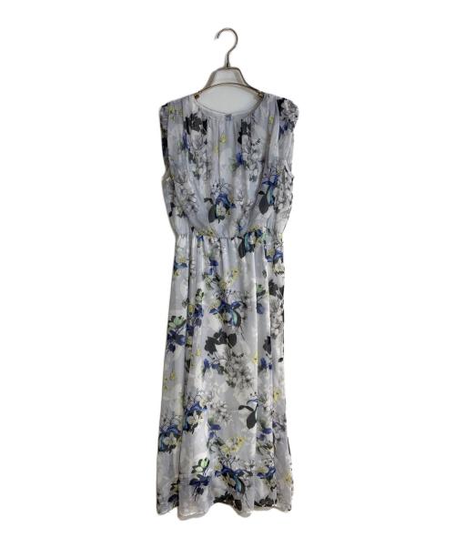ANAYI（アナイ）ANAYI (アナイ) bouquet プリント ランダムタック ワンピース ブルー サイズ:38の古着・服飾アイテム
