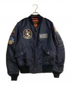 AVIREXアヴィレックス）の古着「L-2B ブラックエース-フライトジャケット」｜ネイビー