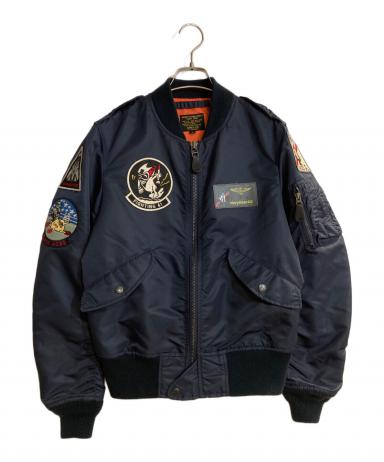 AVIREX L-2B フライトジャケット BLACK ACEモチーフ Lサイズ 中古・古着通販】AVIREX (アヴィレックス) L-2B ブラックエース