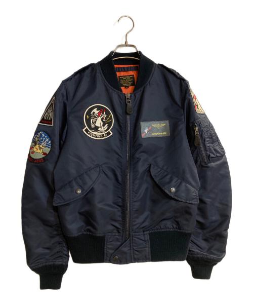 AVIREX（アヴィレックス）AVIREX (アヴィレックス) L-2B ブラックエース-フライトジャケット ネイビー サイズ:Mの古着・服飾アイテム