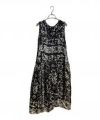 Y'sワイズ）の古着「総柄ノースリーブワンピース」｜ブラック