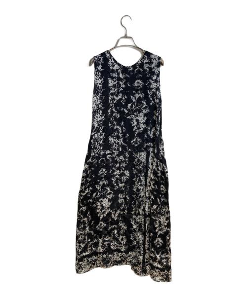 Y's（ワイズ）Y's (ワイズ) 総柄ノースリーブワンピース ブラック サイズ:1の古着・服飾アイテム