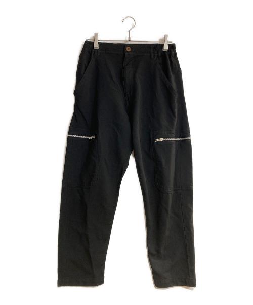 COMME des GARCONS HOMME DEUX（コムデギャルソン オム ドゥ）COMME des GARCONS HOMME DEUX (コムデギャルソン オム ドゥ) エステル加工糸 サージ製品染 ジップデザイン パンツ ブラック サイズ:Mの古着・服飾アイテム