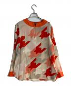 Salvatore Ferragamoサルヴァトーレ フェラガモ）の古着「トータルパターンシルクブラウス」｜オレンジ
