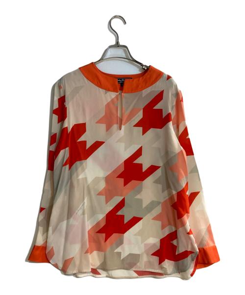 Salvatore Ferragamo（サルヴァトーレ フェラガモ）Salvatore Ferragamo (サルヴァトーレ フェラガモ) トータルパターンシルクブラウス オレンジ サイズ:42の古着・服飾アイテム