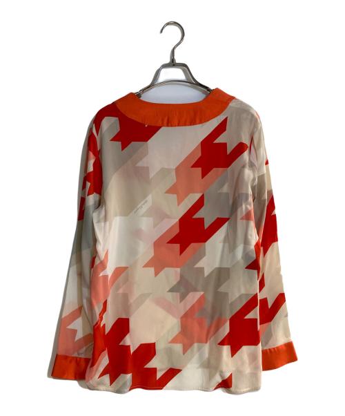 Salvatore Ferragamo（サルヴァトーレ フェラガモ）Salvatore Ferragamo (サルヴァトーレ フェラガモ) トータルパターンシルクブラウス オレンジ サイズ:42の古着・服飾アイテム