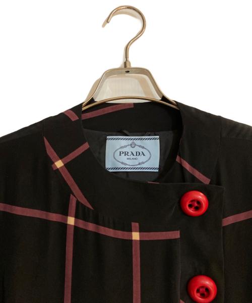 PRADA（プラダ）PRADA (プラダ) ボタンベルトシルクワンピース ブラック サイズ:40の古着・服飾アイテム