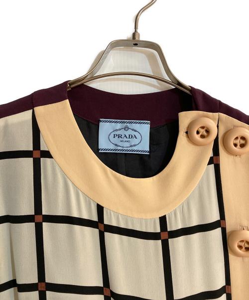 PRADA（プラダ）PRADA (プラダ) 11AW カラーパネルシルクチェックノースリーブワンピース パープル サイズ:42の古着・服飾アイテム