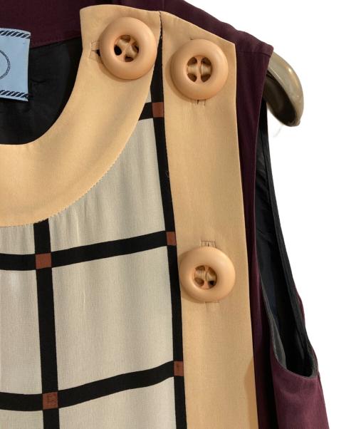 PRADA（プラダ）PRADA (プラダ) 11AW カラーパネルシルクチェックノースリーブワンピース パープル サイズ:42の古着・服飾アイテム