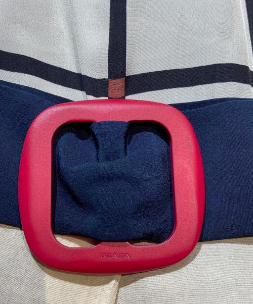 PRADA（プラダ）PRADA (プラダ) 11AW カラーパネルシルクチェックノースリーブワンピース パープル サイズ:42の古着・服飾アイテム