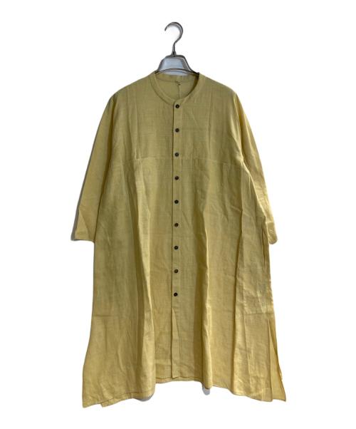 JURGEN LEHL（ヨーガンレール）JURGEN LEHL (ヨーガンレール) コットンバンドカラーシャツワンピース イエロー サイズ:Mの古着・服飾アイテム