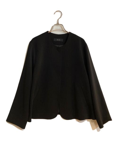 allureville（アルアバイル）allureville (アルアバイル) ダブルクロスクルーネックAラインジャケット ブラック サイズ:1の古着・服飾アイテム