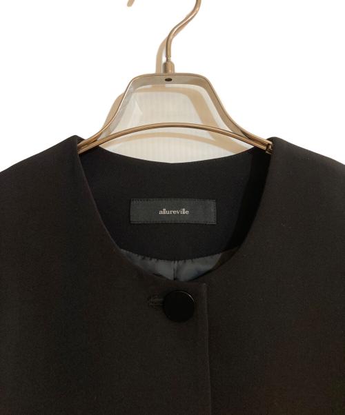 allureville（アルアバイル）allureville (アルアバイル) ダブルクロスクルーネックAラインジャケット ブラック サイズ:1の古着・服飾アイテム