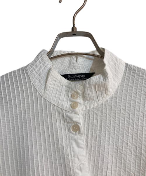 YACCO MARICARD（ヤッコマリカルド）YACCO MARICARD (ヤッコマリカルド) アシンメトリースタンドカラープリーツシャツ ホワイト サイズ:Mの古着・服飾アイテム