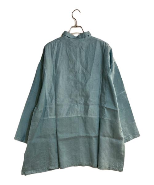 YACCO MARICARD（ヤッコマリカルド）YACCO MARICARD (ヤッコマリカルド) シルクリネンコンビワイドシャツ ブルー サイズ:Mの古着・服飾アイテム