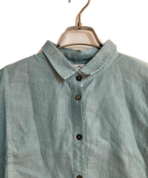YACCO MARICARD（ヤッコマリカルド）YACCO MARICARD (ヤッコマリカルド) シルクリネンコンビワイドシャツ ブルー サイズ:Mの古着・服飾アイテム