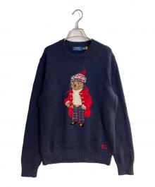 POLO RALPH LAUREN（ポロ・ラルフローレン）の古着「ダッフルポロベアニット」｜ネイビー