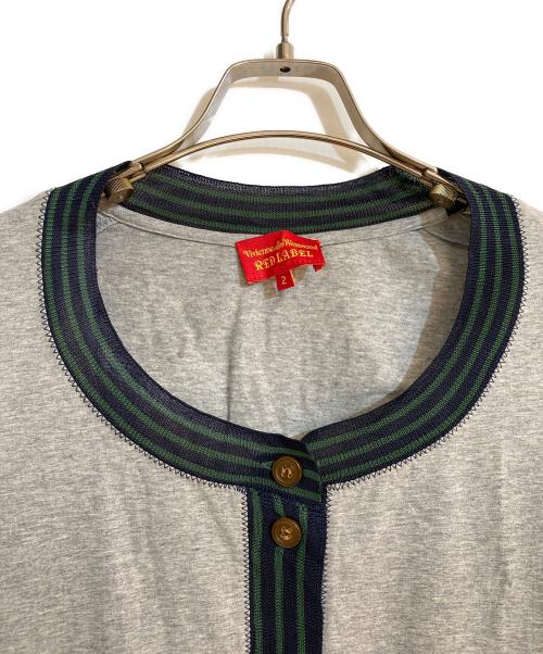 Vivienne Westwood RED LABEL（ヴィヴィアンウエストウッドレッドレーベル）Vivienne Westwood RED LABEL (ヴィヴィアンウエストウッドレッドレーベル) メッシュ切替コットンカーディガン グレー サイズ:2の古着・服飾アイテム