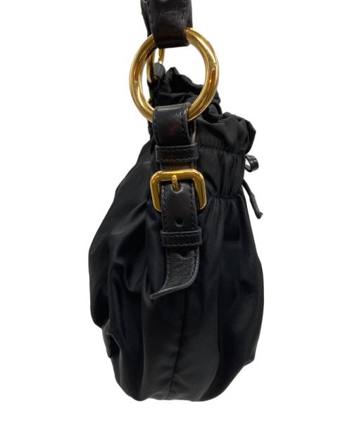 PRADA（プラダ）PRADA (プラダ) ギャザーリボンハンドバッグ ブラックの古着・服飾アイテム