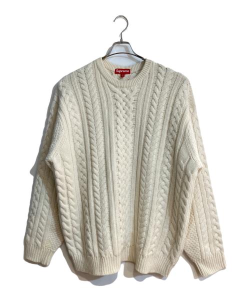 SUPREME（シュプリーム）SUPREME (シュプリーム) Applique Cable Knit Sweater Ivory ベージュ サイズ:XLの古着・服飾アイテム