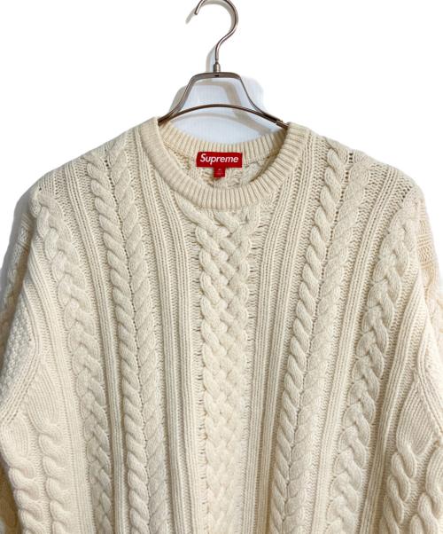 SUPREME（シュプリーム）SUPREME (シュプリーム) Applique Cable Knit Sweater Ivory ベージュ サイズ:XLの古着・服飾アイテム